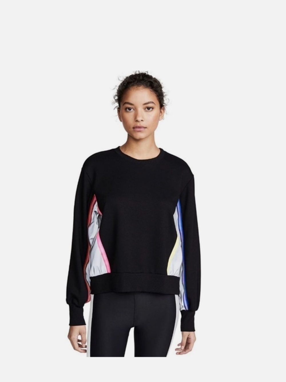 Terez Black Top with Multicolor Side Stripes Sz L (TXA966)
